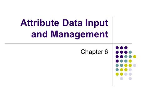 Attribute Data Input and Management