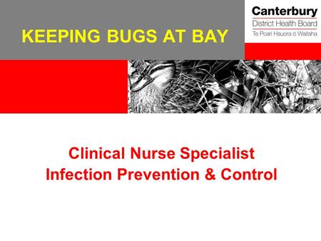 KEEPING BUGS AT BAY Clinical Nurse Specialist Infection Prevention & Control.