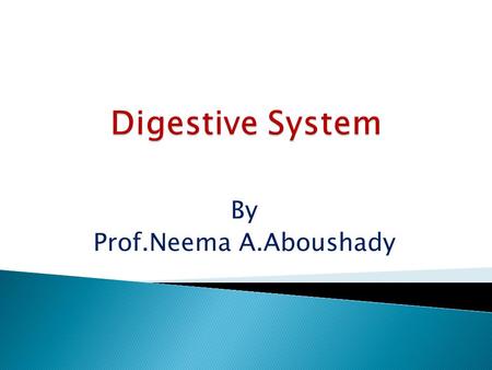 By Prof.Neema A.Aboushady. BACK  At the end of these lectures the students will be able to:  Know the gastro intestinal tract and its disorder.