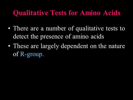 Qualitative Tests for Amino Acids