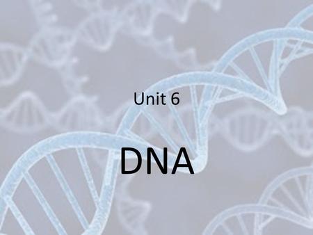 Unit 6 DNA. Griffith Experiment DNA Structure DNA is a polymer made of monomers called nucleotides Each nucleotide is made of: – A phosphate group –