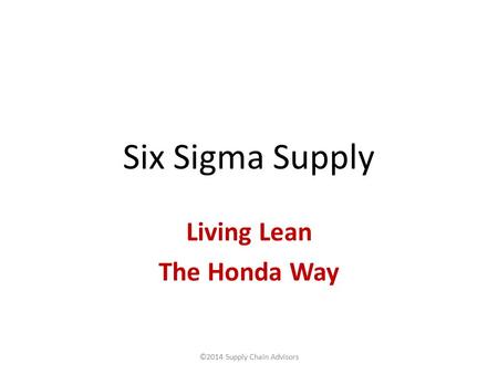Living Lean The Honda Way