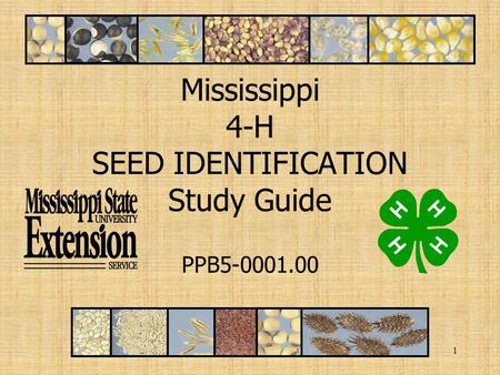 1 Mississippi 4-H SEED IDENTIFICATION Study Guide PPB5-0001.00.