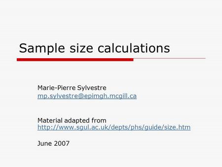 Sample size calculations