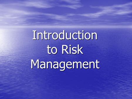 risk management 101 presentation