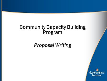 Community Capacity Building Program Proposal Writing.