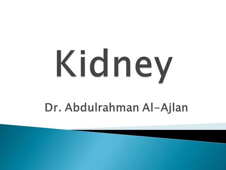 Dr. Abdulrahman Al-Ajlan.  The function unit in the kidney is the nephron. Each kidney contains approximately 1 million nephrons  The functions of the.