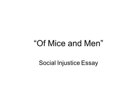 Social Injustice Essay