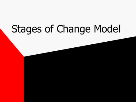 Stages of Change Model. Stage 1. Precontemplation Not considering behavioural change No intention of being more active within the next 6 months. Not aware.