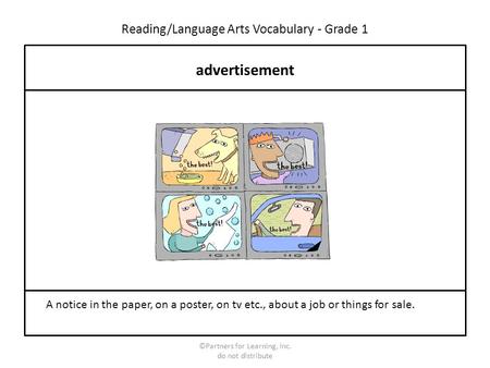 Reading/Language Arts Vocabulary - Grade 1
