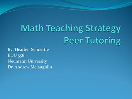 Math Teaching Strategy Peer Tutoring