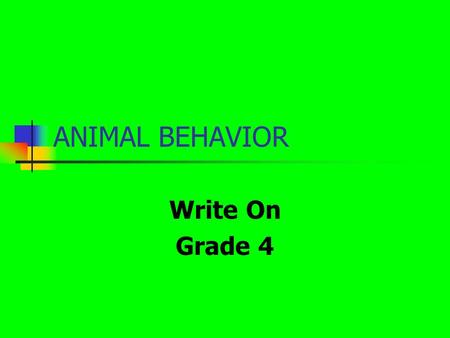 ANIMAL BEHAVIOR Write On Grade 4. Learner Expectation Content Standard: 2.0 The student will investigate how living things interact with one another and.