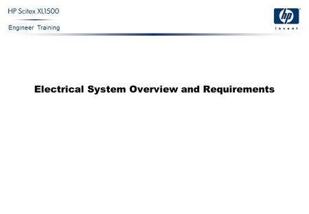 Engineer Training Electrical System Overview and Requirements.