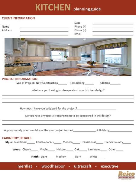 KITCHEN planning guide merillat - woodharbor - ultracraft - executive CLIENT INFORMATION Date___________________________ Name________________________________Phone.