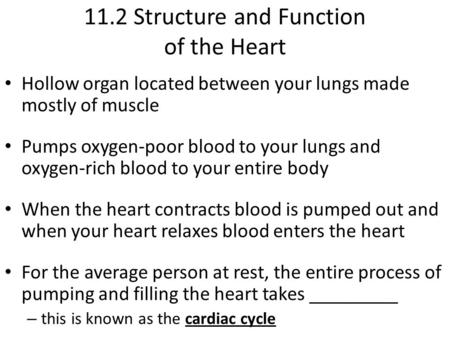 11.2 Structure and Function of the Heart