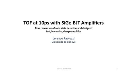 TOF at 10ps with SiGe BJT Amplifiers