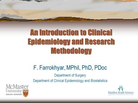 An Introduction to Clinical Epidemiology and Research Methodology