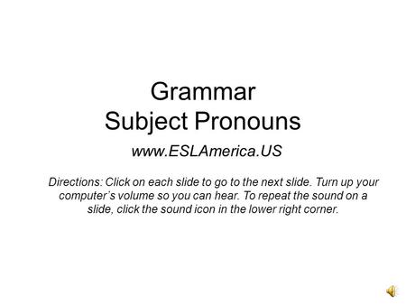 Grammar Subject Pronouns