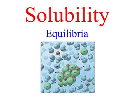 Solubility Equilibria. Write solubility product (K sp ) expressions from balanced chemical equations for salts with low solubility. Solve problems involving.