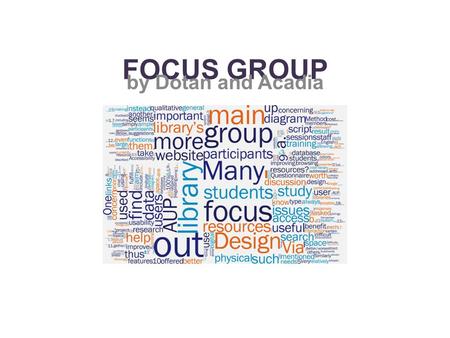 FOCUS GROUP by Dotan and Acadia. Objectives To collect, analyze, and interpret data about students’ opinions of the AUP library website in a focus group.