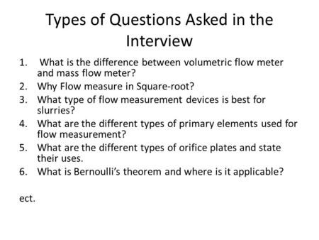 Types of Questions Asked in the Interview