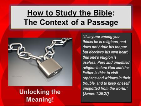 How to Study the Bible: The Context of a Passage