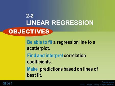 OBJECTIVES 2-2 LINEAR REGRESSION
