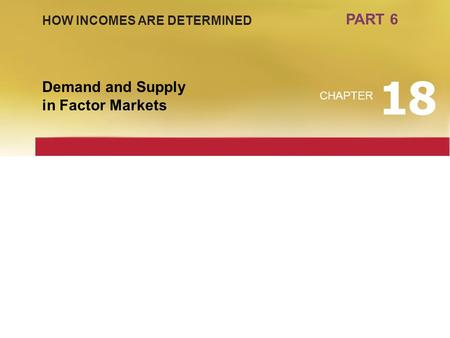 18 PART 6 Demand and Supply in Factor Markets