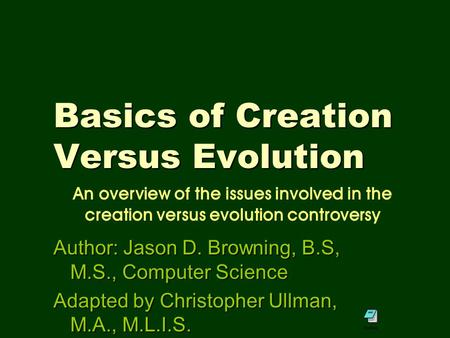 Basics of Creation Versus Evolution
