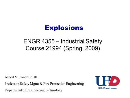 ENGR 4355 – Industrial Safety Course (Spring, 2009)