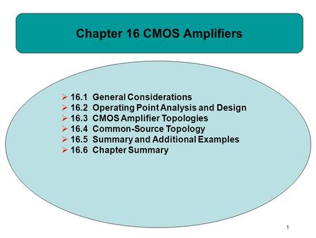 Chapter 16 CMOS Amplifiers