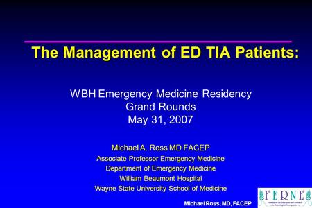 The Management of ED TIA Patients: