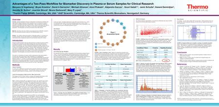 Advantages of a Two-Pass Workflow for Biomarker Discovery in Plasma or Serum Samples for Clinical Research Maryann S Vogelsang 1, Bryan Krastins 1, David.