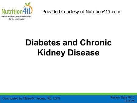 Diabetes and Chronic Kidney Disease