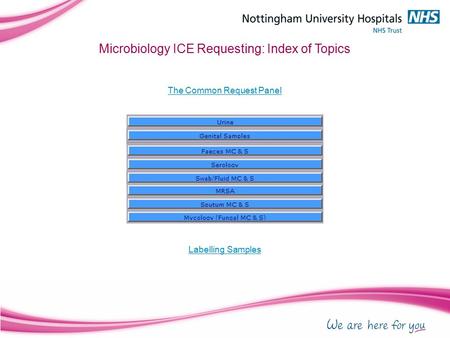 Microbiology ICE Requesting: Index of Topics