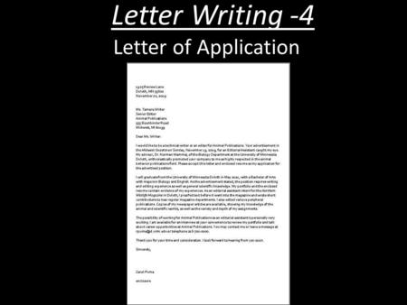 Letter Writing -4 Letter of Application.