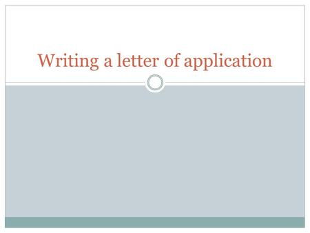 Writing a letter of application