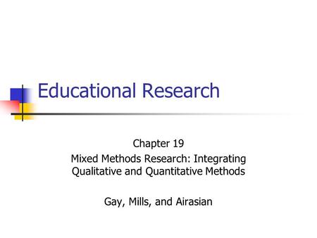 Educational Research Chapter 19