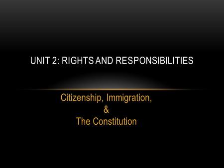 Unit 2: Rights and Responsibilities