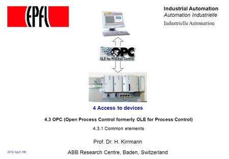 4.3 OPC (Open Process Control formerly OLE for Process Control)