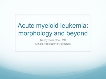Acute myeloid leukemia: morphology and beyond
