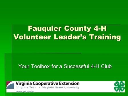 Fauquier County 4-H Volunteer Leader’s Training