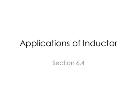 Applications of Inductor