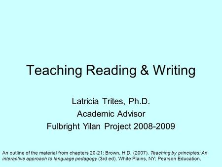Teaching Reading & Writing