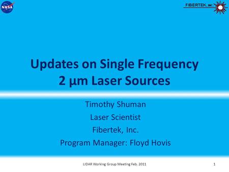 Updates on Single Frequency 2 µm Laser Sources