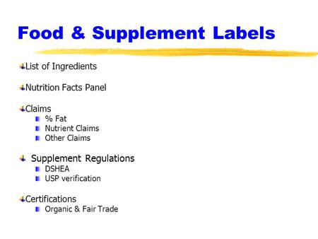 Food & Supplement Labels
