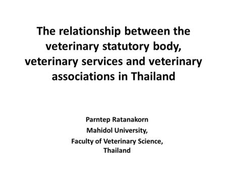 Faculty of Veterinary Science, Thailand