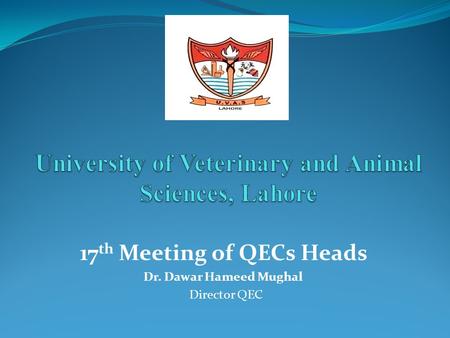 17 th Meeting of QECs Heads Dr. Dawar Hameed Mughal Director QEC.