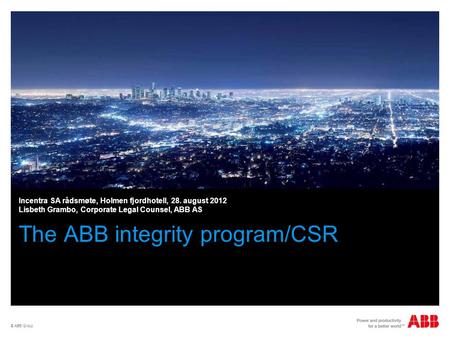 The ABB integrity program/CSR