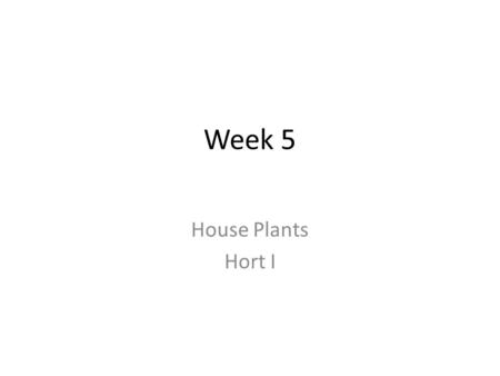 Week 5 House Plants Hort I.